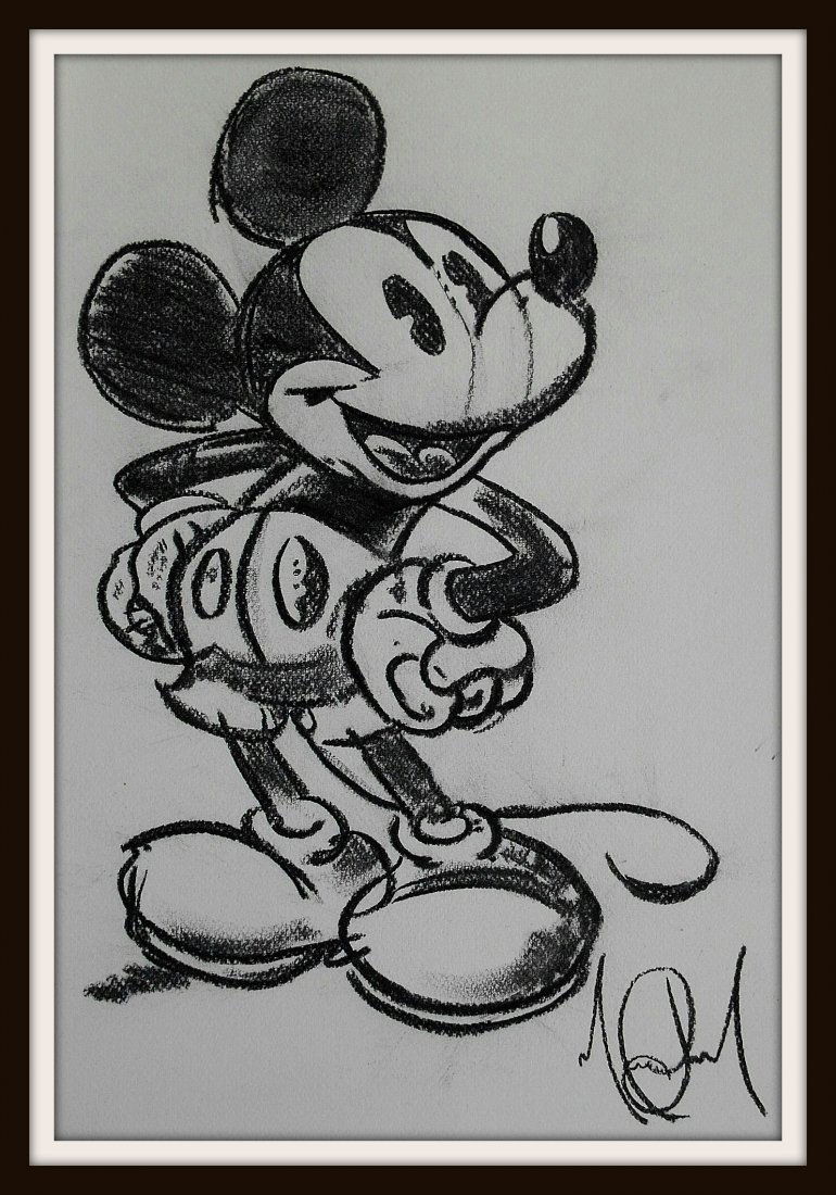 MICHAEL JACKSON DRAWING: MICKEY MOUSE IN CHARCOAL. (1 of 1)