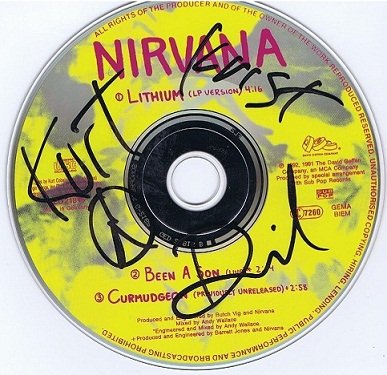 NIRVANA.: Nirvana autographed CD Signed by Kurt Cobain, Dave Grohl & Krist Novoselic. Despite releasing only three full-length studio albums in their seven-year career, Nirvana has come to be regarded as one of