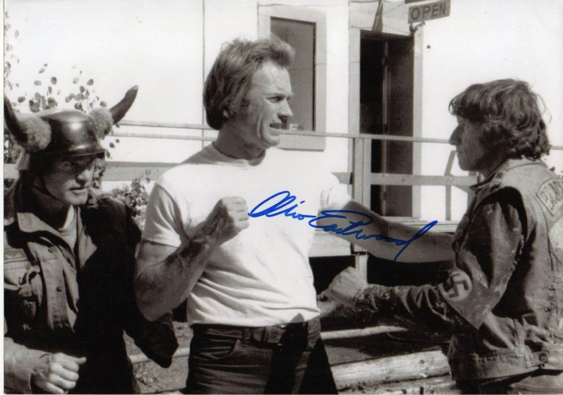 CLINT EASTWOOD.: A 12x8 inch photo signed by Clint Eastwood. Clint is an American actor, film director, producer, musician, and political figure. He rose to international fame with his role as the Man with No Name in