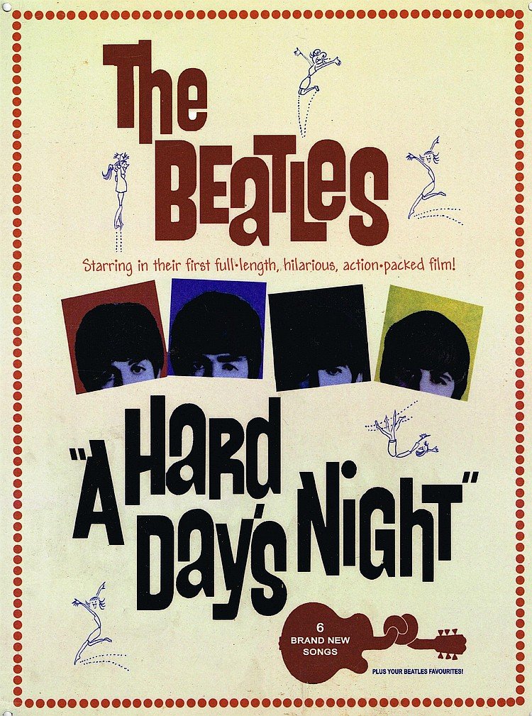 THE BEATLES - A HARD DAYS NIGHT METAL SIGN HAMBURG.: A Hard day's night metal sign reproduction, made in Hamburg 1993. Size: 16 x 12 inches.