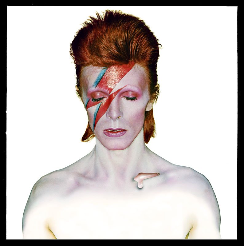 BRIAN DUFFY: DAVID BOWIE ALADDIN SANE 1973.: Medium: Fuji barite. Edition of 75. 17x17 inches.
