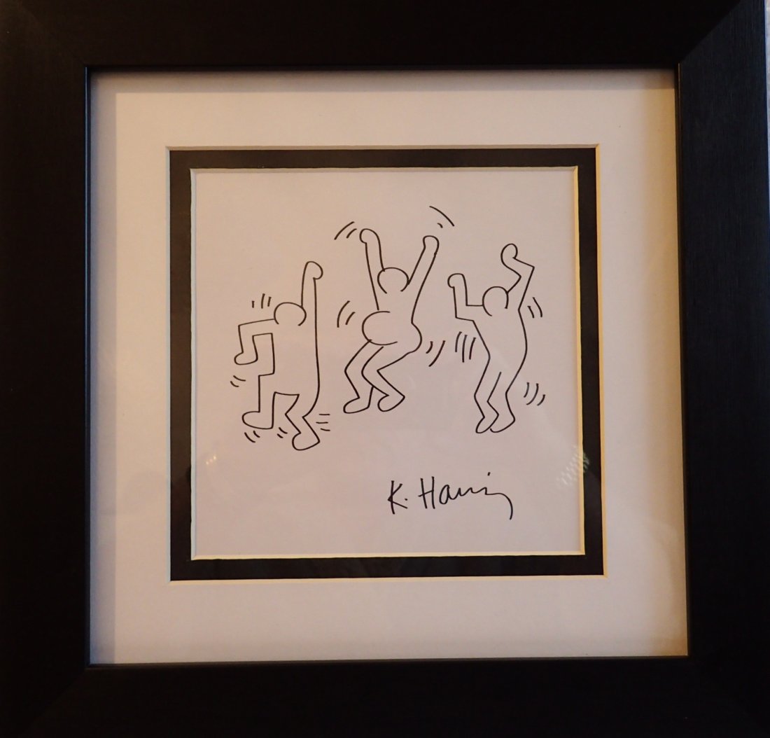 Keith Haring Drawing " Dancing " framed. (1 of 1)