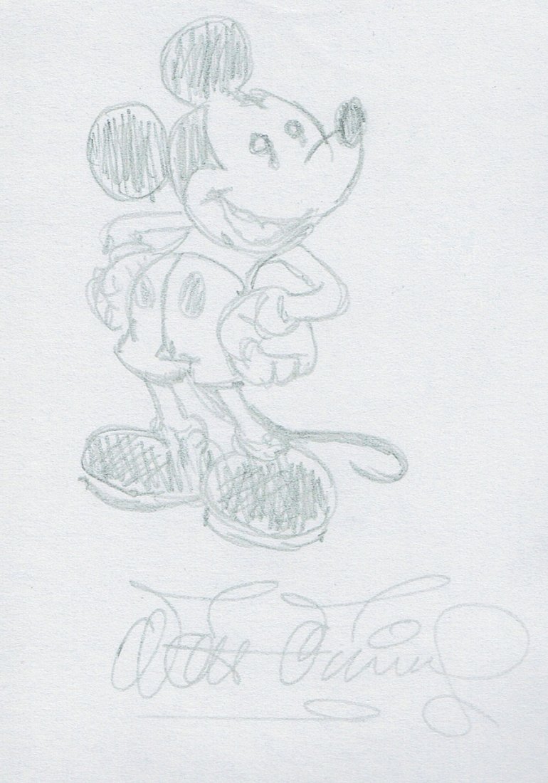 WALT DISNEY : DRAWING OF MICKEY MOUSE. (1 of 2)