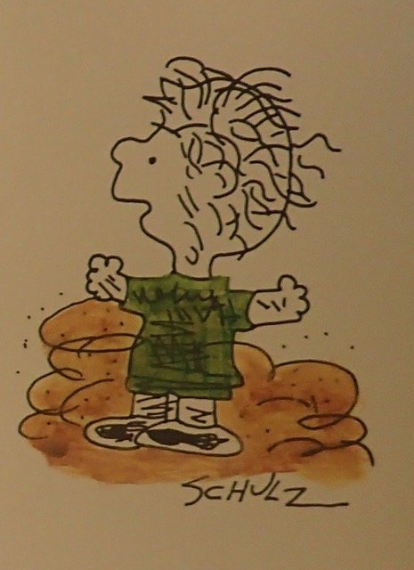 Charlie Browns Linus Van Pelt drawing: Charles Schulz.: An original watercolour of Linus Van Pelt by Charles M Schulz signed Schulz.Supplied with coa with authentication certification number.