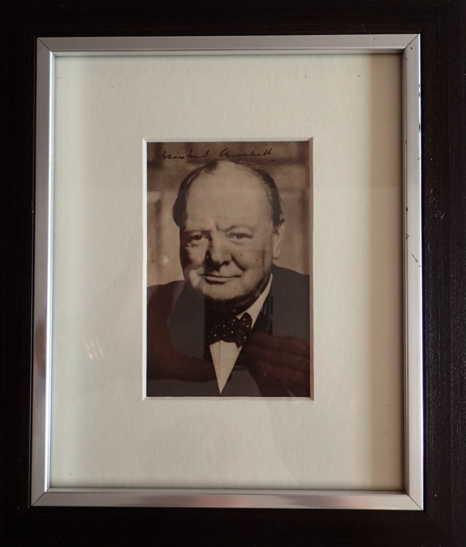 Winston Churchill Framed signed postcard. (1 of 3)