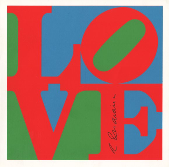 Robert Indiana (American 1928). Love: Hand signed silkscreen plate of Indianas most iconic image. Image Size: 19 x 19cms, Sheet Size 21 x 21 cms.