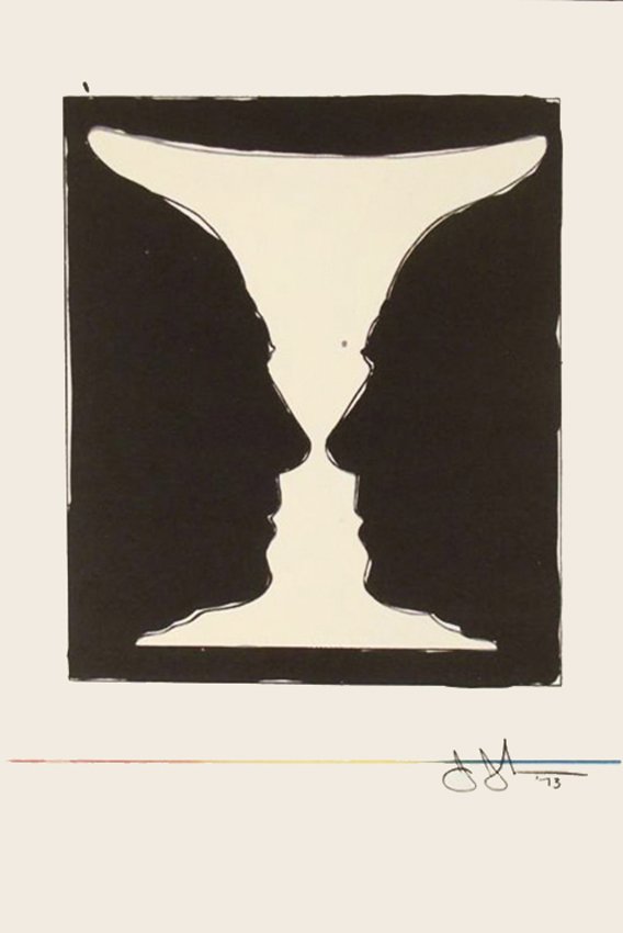Jasper Johns (American 1930). Cups II Picasso (1973): Original lithograph. (Gemini 276) The plates for this lithograph were prepared at the ULAE studios in New York and printed in Paris by Mourlot. The total sheet measures 12 1/4 x 9 1/2 inches (310 x 24