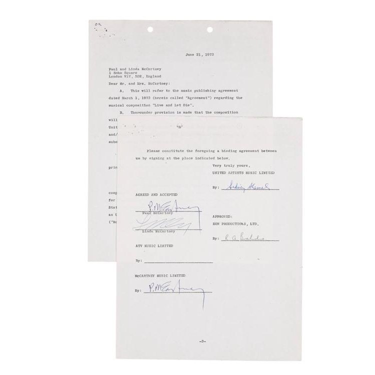 Paul McCartney - Live and Let Die Autographed Contract (1 of 1)