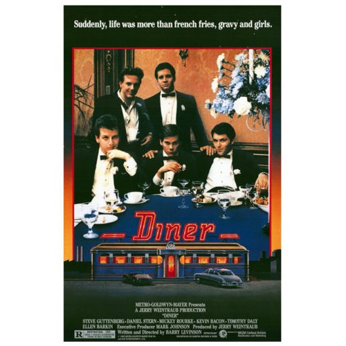 Diner - 1982 Vintage Theatrical One Sheet Movie Poster: DINER (American Comedy-Drama Film written and directed by Barry Levinson) Original & Vintage 1982 'Diner' One Sheet Movie Poster. Markings: 820061 'Diner' on bottom right corner. Please note: unfolded