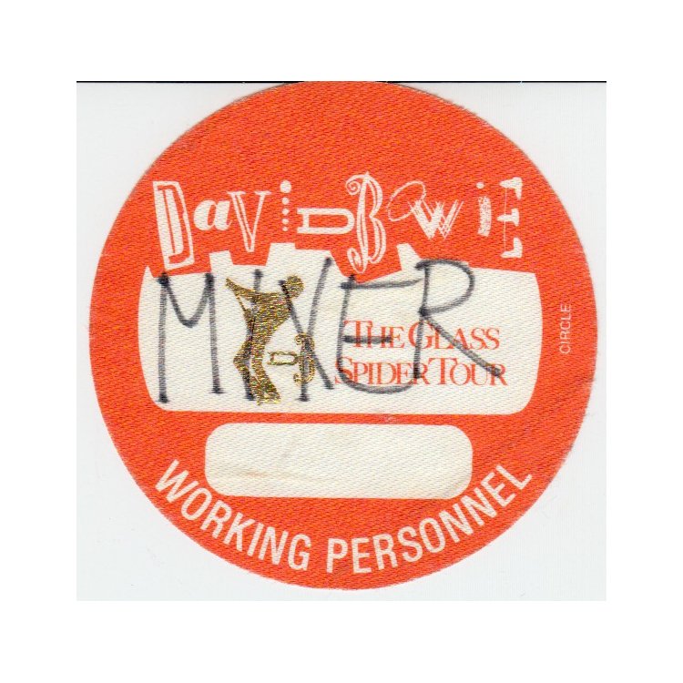 David Bowie - The Glass Spider Tour - 1987 Backstage: DAVID BOWIE (1947-2016 English Singer-Songwriter and Actor) Authentic 1987 David Bowie 'The Glass Spider Tour' Working Personal Backstage Pass. Includes COA. Dimensions: 3.75 inches round