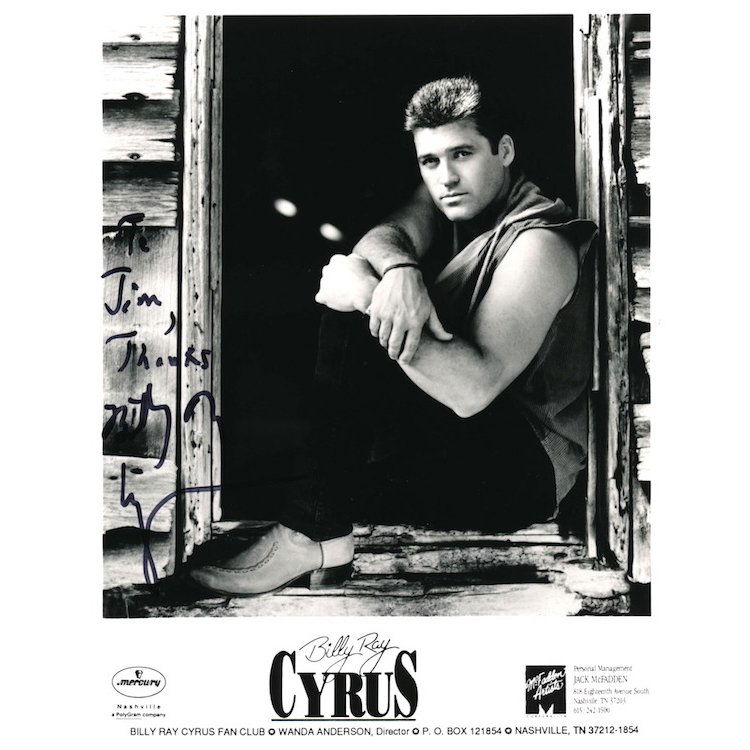 Billy Ray Cyrus Autographed Photograph: BILLY RAY CYRUS (American Singer, Songwriter and Actor) Autographed publicity photograph. Signed by Bill Ray Cyrus in black felt tip pen. Includes COA. Dimensions 8 inches by 10 inches