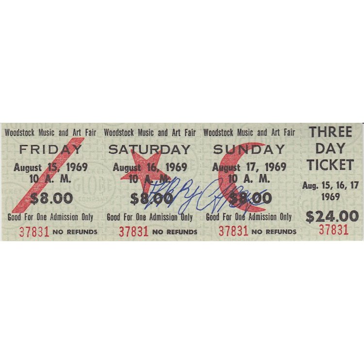 Jerry Garcia Autographed Woodstock Ticket (1 of 1)