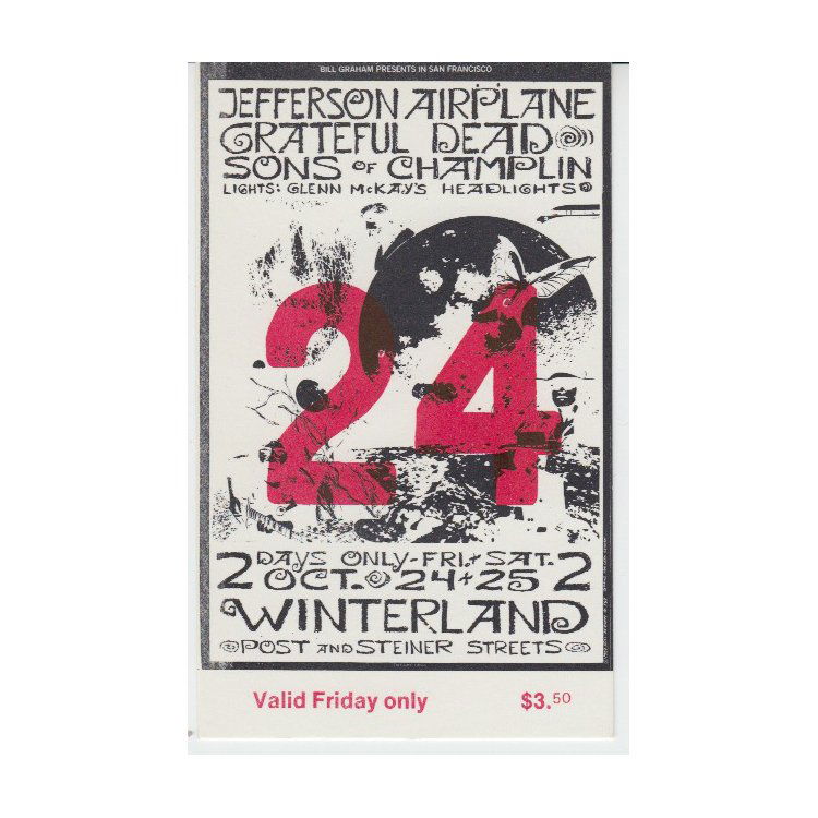 Grateful Dead - 1969 Vintage Concert Ticket (1 of 1)