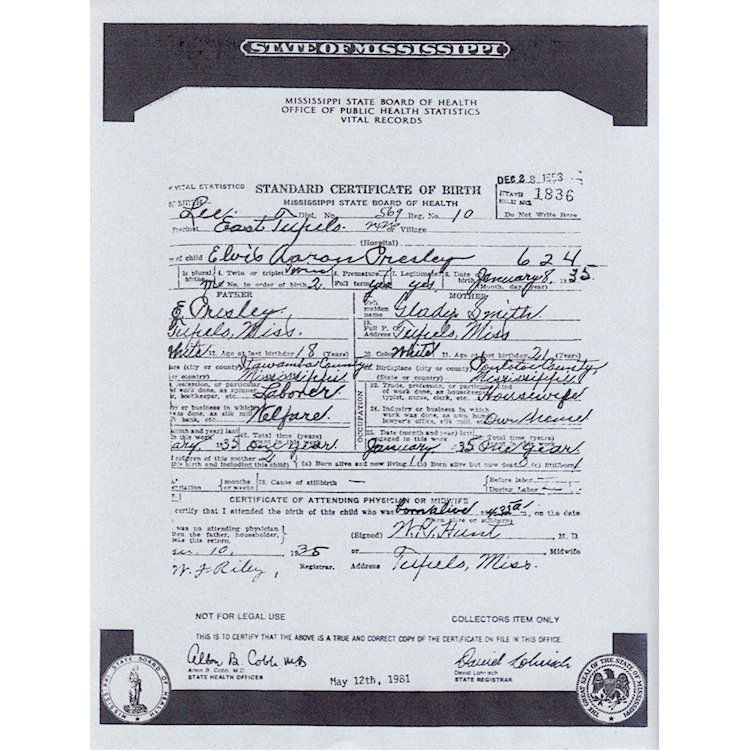 Elvis Presley - Birth Certificate (1 of 1)