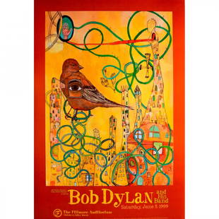 Bob Dylan - 1999 Concert Poster: BOB DYLAN (American Singer and Songwriter) Original & Vintage Bill Graham Presents Concert Poster featuring Bob Dylan. Venue: Fillmore Denver, Denver, Colorado. Dated: June 5, 1999. Artist: Joel Elrod