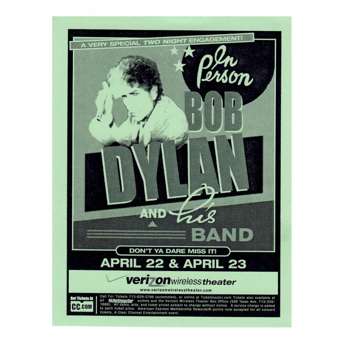 Bob Dylan - 2003 Concert Handbill (1 of 1)