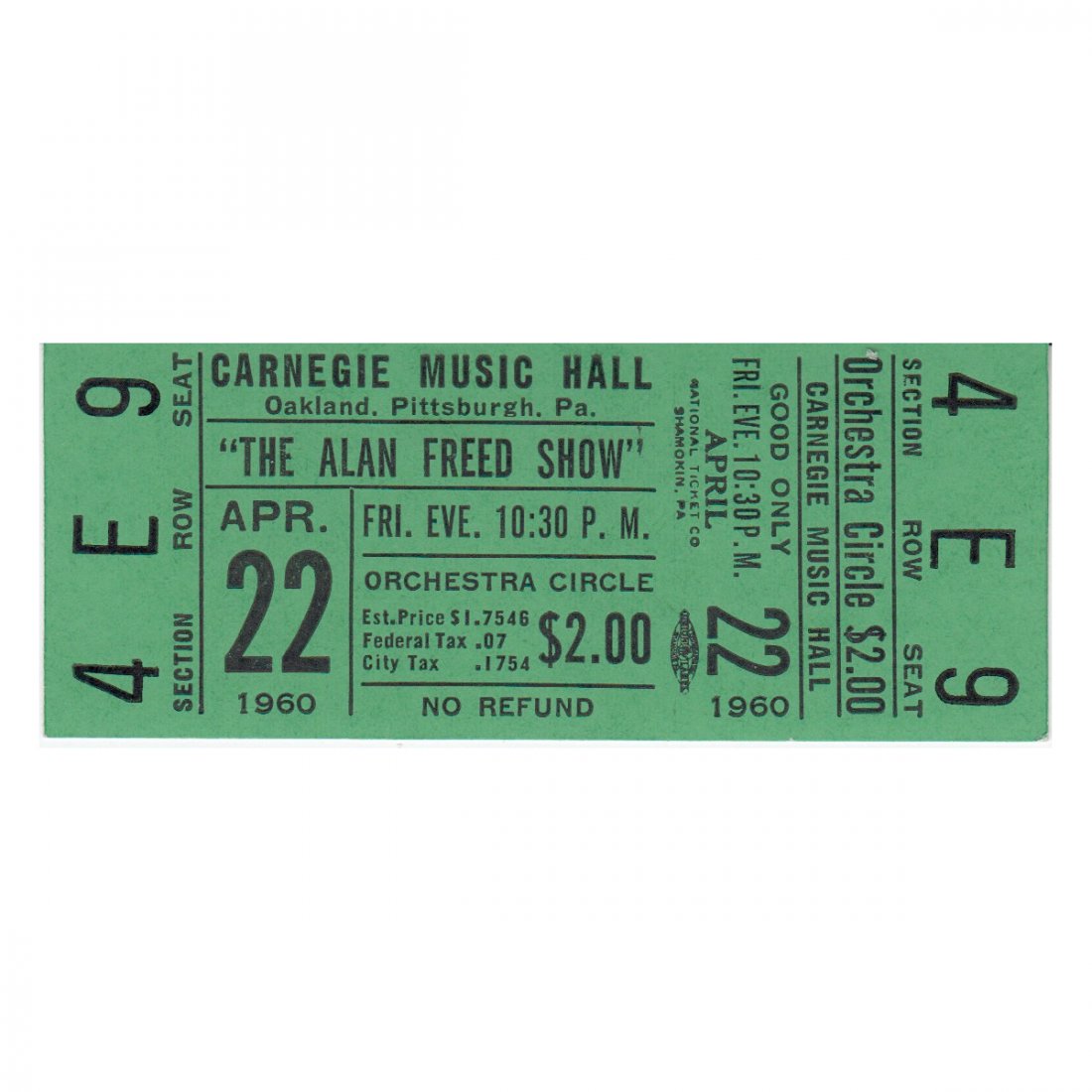 Alan Freed - 1960 Vintage Concert Ticket (1 of 1)