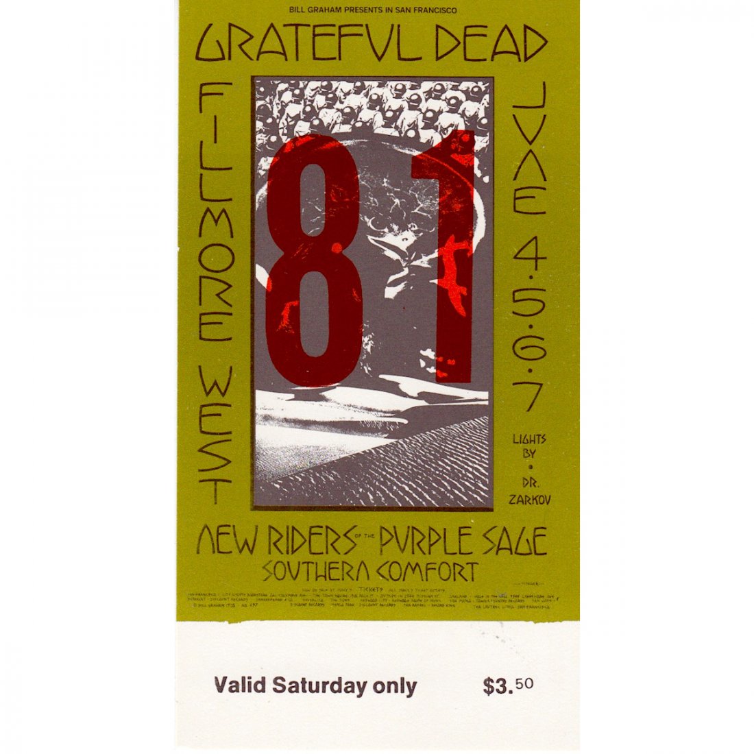 Grateful Dead - Fillmore - 1970 Vintage Concert Ticket (1 of 1)