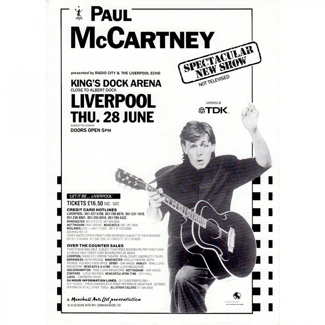 Paul McCartney - Liverpool - 1990 Concert Handbill (1 of 1)