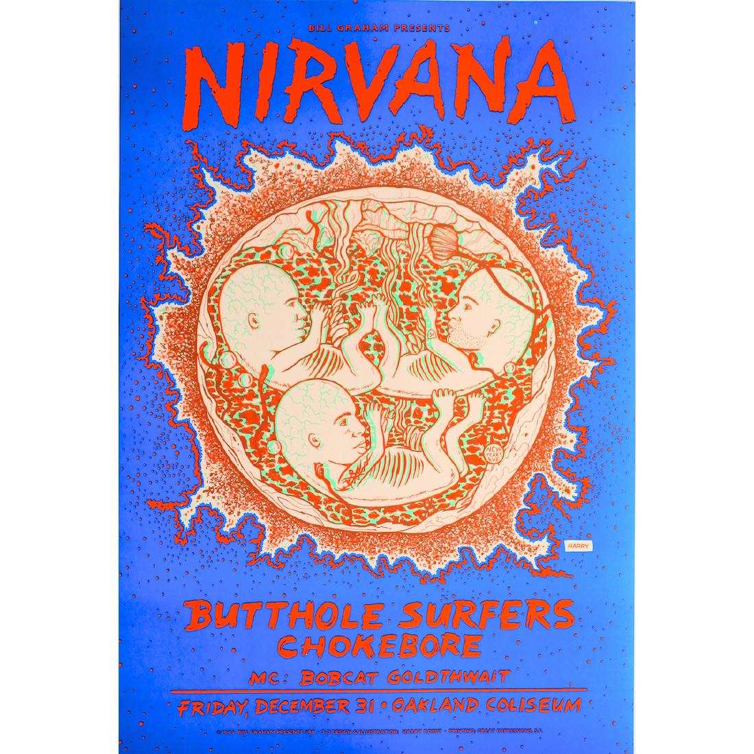 Nirvana  - Butthole Surfers - 1993 NYE Concert Poster (1 of 1)