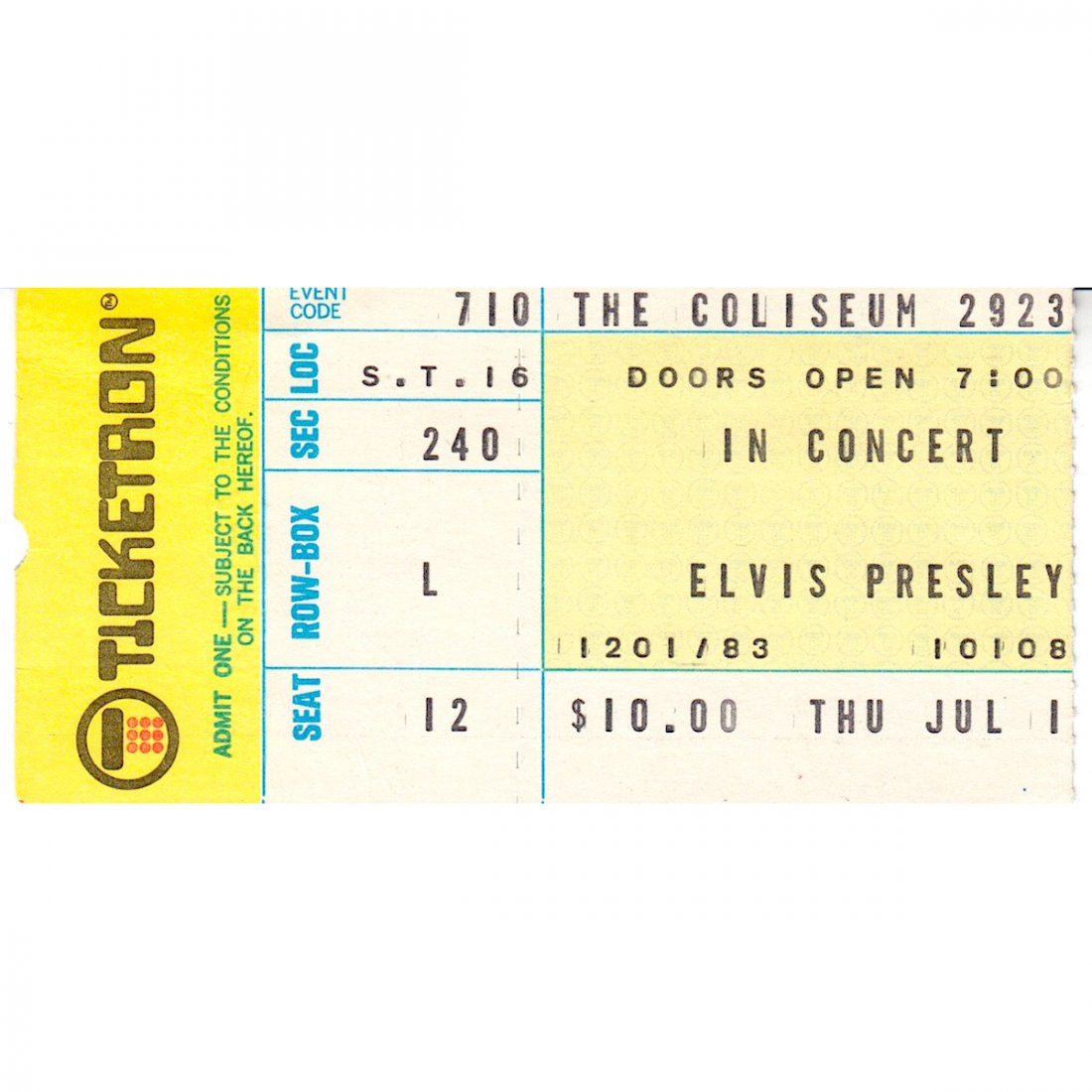 Elvis Presley - 1975 Vintage Concert Ticket (1 of 1)
