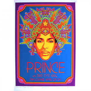 Prince - David Byrd - Signed 2013 Concert Poster: PRINCE (1958-2016 American Musician and Singer-Songwriter) DAVID BYRD (American Artist) Original & Vintage Concert Poster featuring Prince. Hand-signed by the artist: David Byrd. Venue: DNA Lounge, Sa