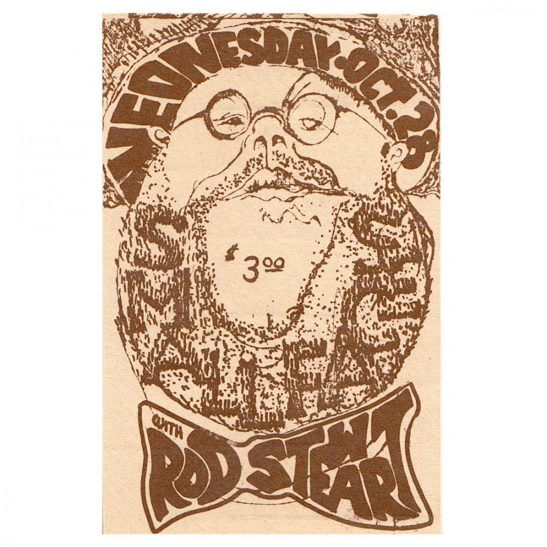 Rod Stewart - Small Faces - 1970 Vintage Concert Ticket (1 of 1)