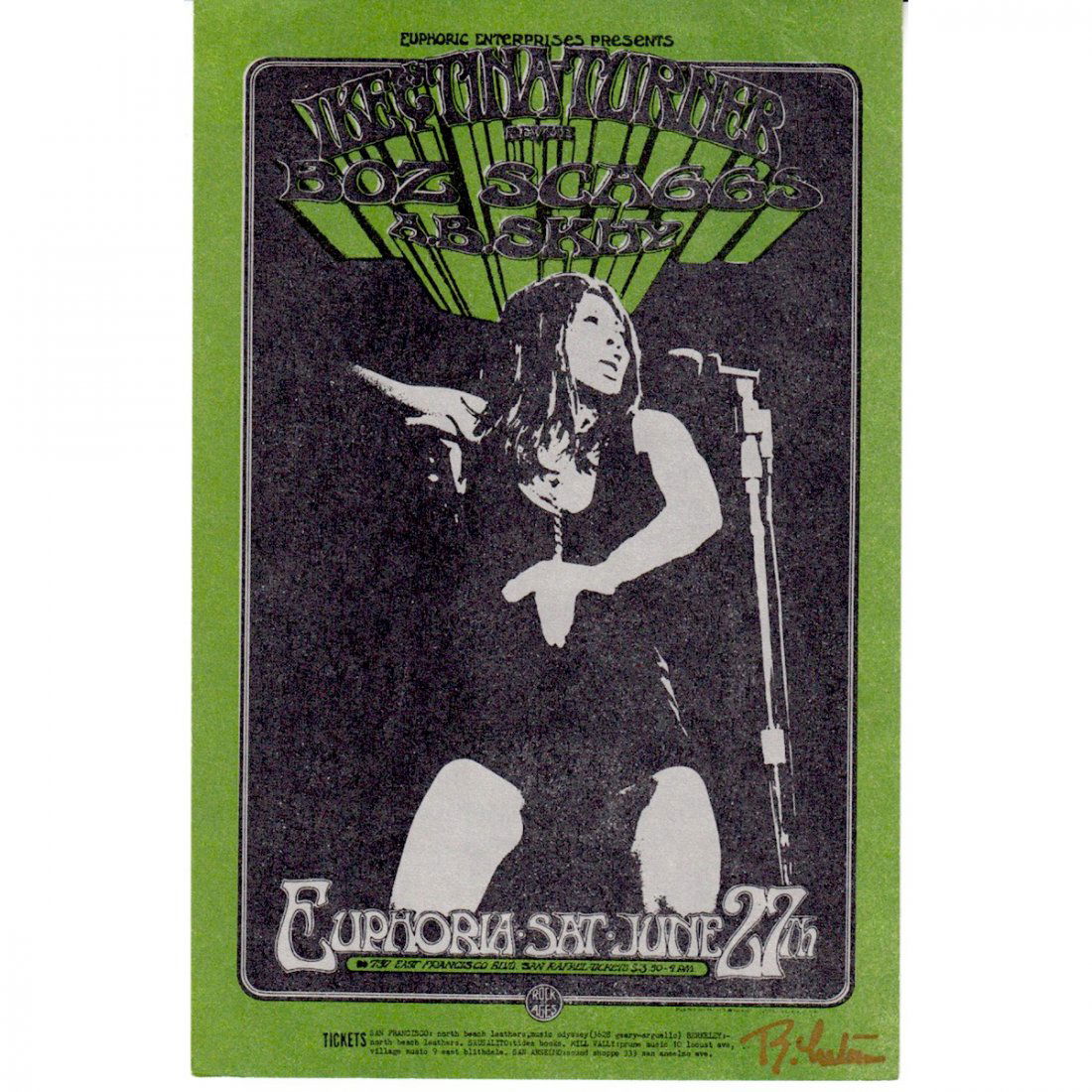 Ike & Tina Turner - Randy Tuten - 1970 Signed Handbill (1 of 1)