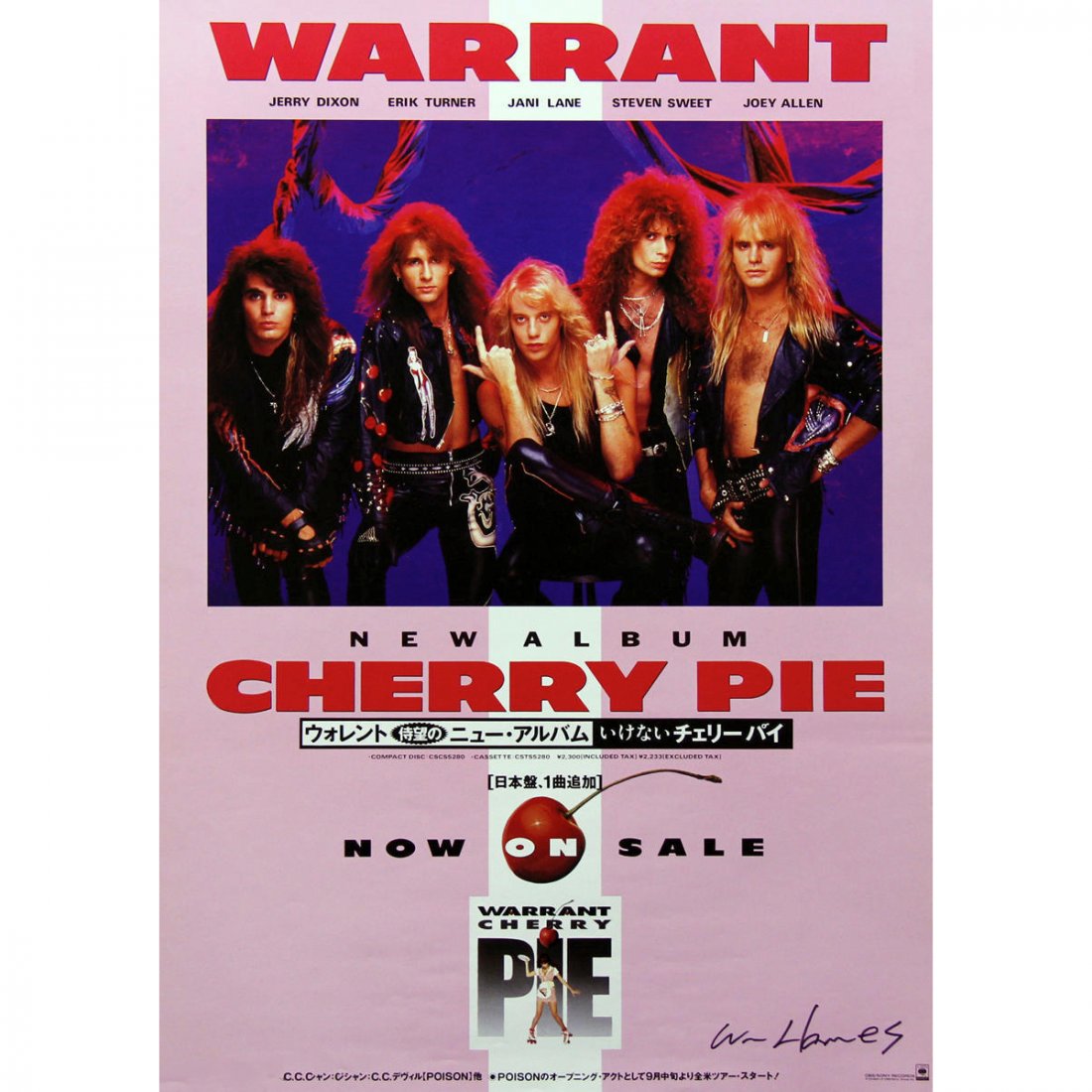 Warrant - Cherry Pie - 1990 Signed Promotional Poster (1 of 1)