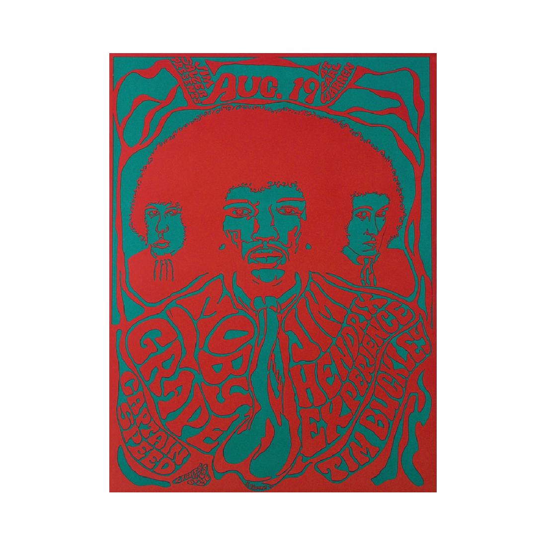 Jimi Hendrix Experience - Moby Grape - 1967 Concert: JIMI HENDRIX (1942-1970 American Rock Guitarist, Singer-Songwriter and Musician) MOBY GRAPE (American Rock Group) Original & Vintage Jim Salzer Presents Concert Poster featuring Jimi Hendrix Experienc