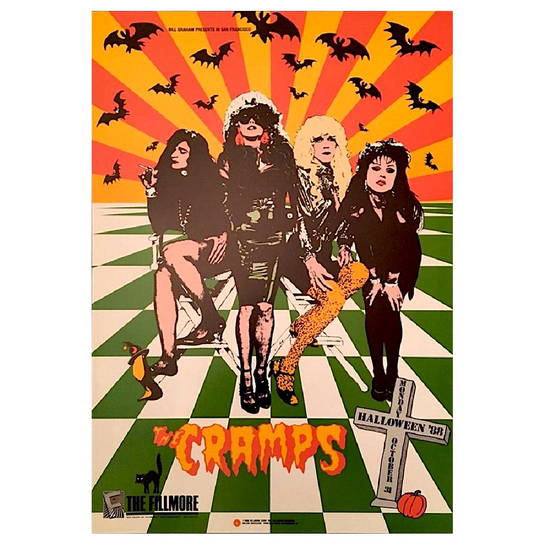 The Cramps - 1988 Halloween Concert Poster: THE CRAMPS (American Garage Punk Band) Original & Vintage Bill Graham Presents Concert Poster featuring The Cramps. Venue: Fillmore Auditorium, San Francisco, California. Dated: October 31, 1988. Arti