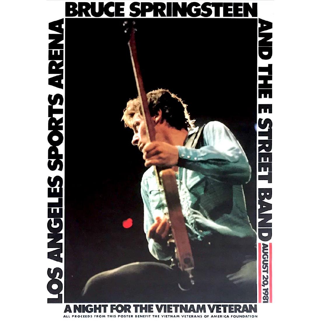 Bruce Springsteen & The E Street Band - 1981 Concert: BRUCE SPRINGSTEEN (American Singer-Songwriter) Original & Vintage Bruce Springsteen & The E Street Band 'A Night For The Vietnam Veteran' Concert Poster. Venue: LA Sports Arena, Los Angeles, Californi
