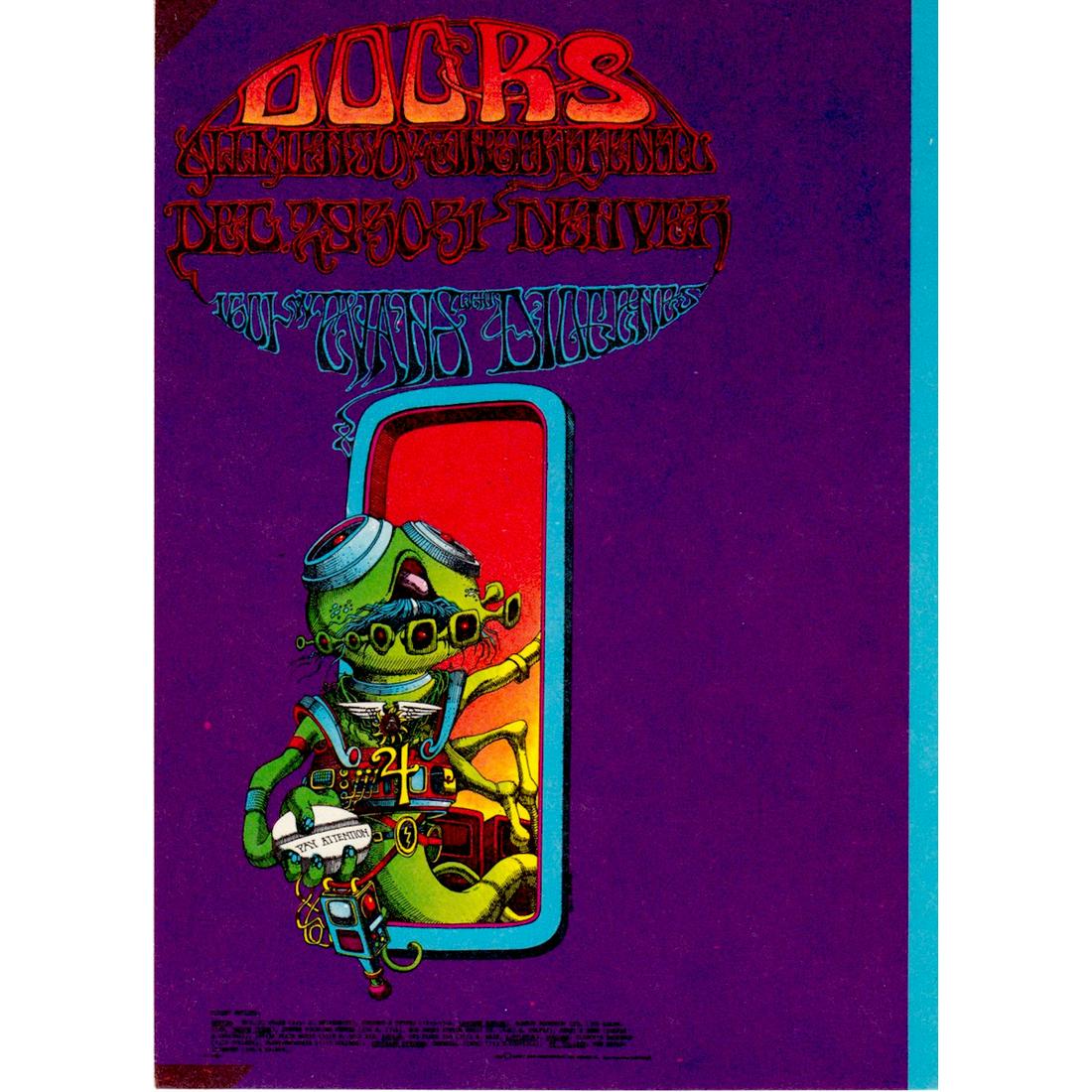 The Doors - 1967 Concert Handbill: THE DOORS (American Rock Band) ALLMEN JOY (American Rock Band) Original & Vintage Family Dog Presents Concert Postcard featuring The Doors and Allmen Joy. This postcard is #18-1 in The Family Dog Seri