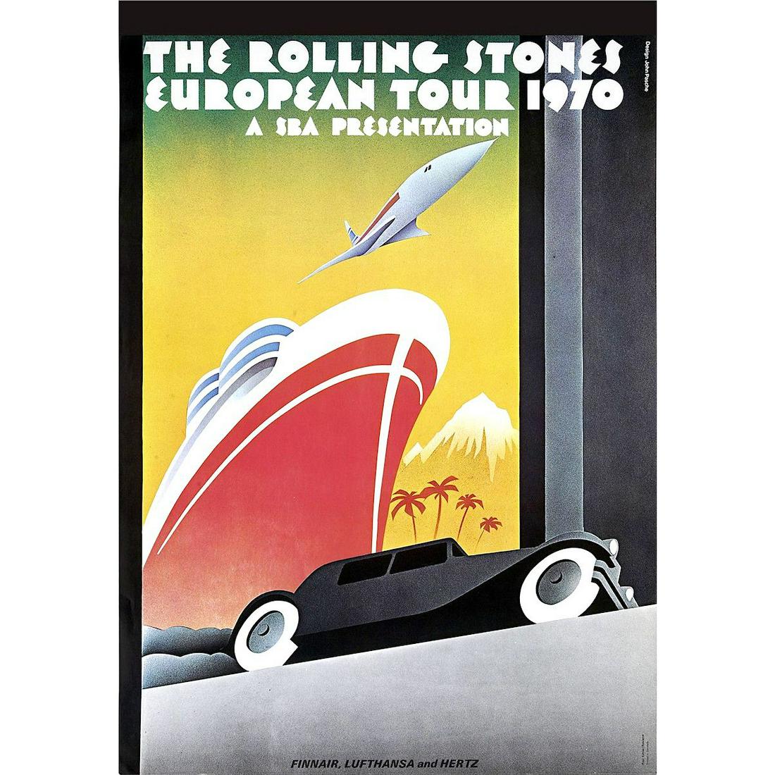 The Rolling Stones - 1970 European Concert Poster: THE ROLLING STONES (English Rock Band) Original & Vintage 1970 Rolling Stones European Tour Concert Poster. Artist: John Pasche. 1970 First Printing. Includes COA. Dimensions: 24 inches by 33 inches
