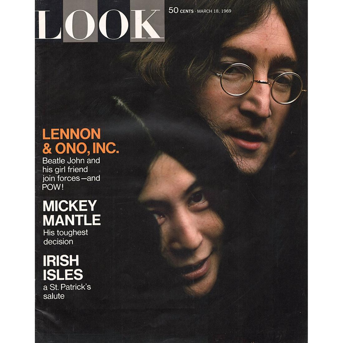 John Lennon - 1969 Look Magazine: JOHN LENNON (1940-1980 English Musician, Singer and Songwriter) Original & Vintage 1969 Look Magazine featuring John Lennon & Yoko Ono. Dated: March 18, 1969. First Printing. Includes COA. Dimensions: