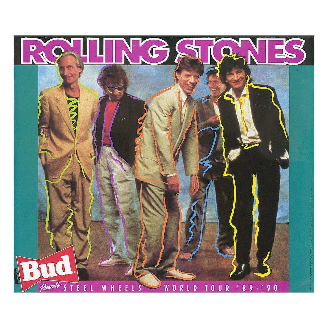 The Rolling Stones - Steel Wheels - 1990 Concert Poster: THE ROLLING STONES (English Rock Band) Original & Vintage 1990 Rolling Stones 'Steel Wheels World Tour' Concert Poster sponsored by Anheuser-Busch. 1990 Anheuser-Busch. First Printing. Includes COA. D