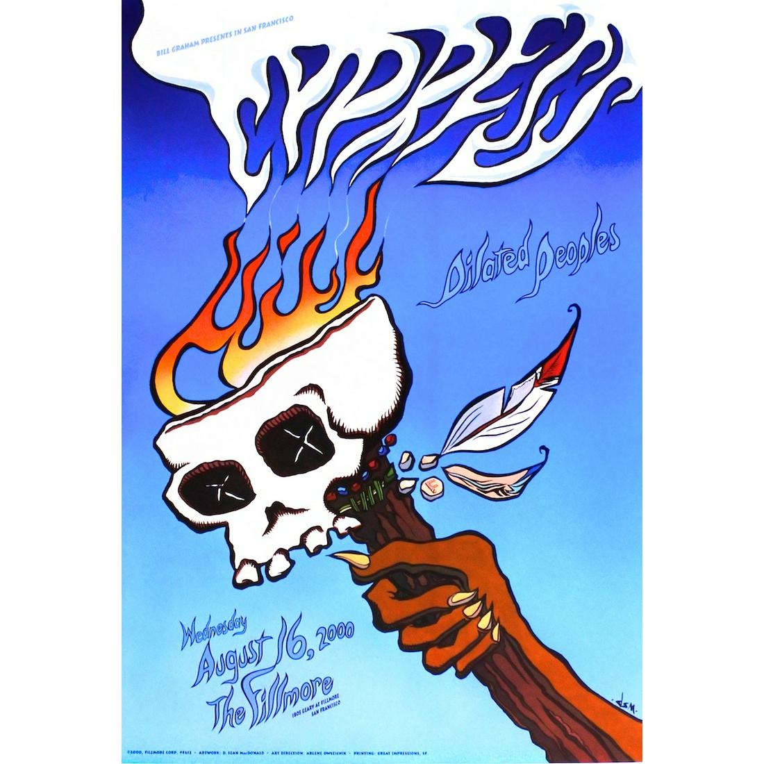 Cypress Hill - 2002 Concert Poster: CYPRESS HILL (American Hip Hop Music Group) Original & Vintage Bill Graham Presents Concert Poster featuring Cypress Hill. Venue: Fillmore Auditorium, San Francisco, California. Dated: August 16, 2000