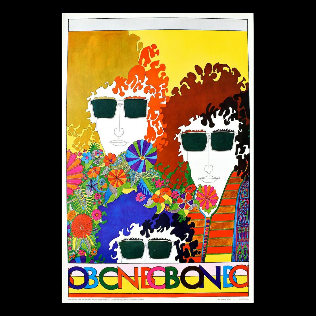 Bob Dylan - 1968 Richard Moffat Poster: BOB DYLAN (American Singer and Songwriter) Original & Vintage Richard Moffat designed poster of Bob Dylan. 1968 First Printing. Includes COA. Dimensions: 16.25 inches by 24 5/8 inches