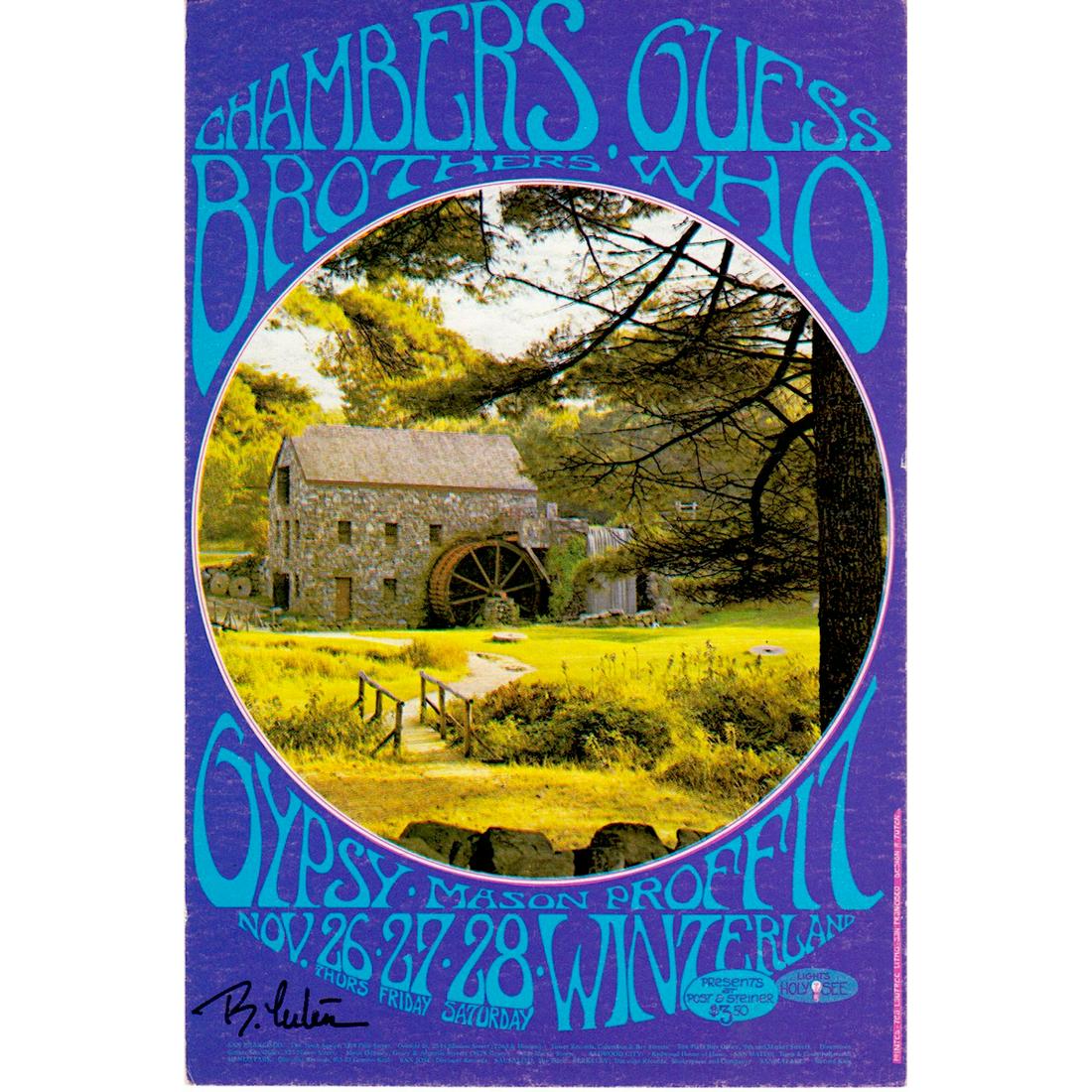 The Guess Who - Randy Tuten - 1970 Signed Handbill: THE GUESS WHO (Canadian Rock Band) THE CHAMBER BROTHERS (American Soul Band) Original & Vintage Winterland Concert Handbill featuring The Guess Who and The Chamber Brothers. Hand-signed by the artist: