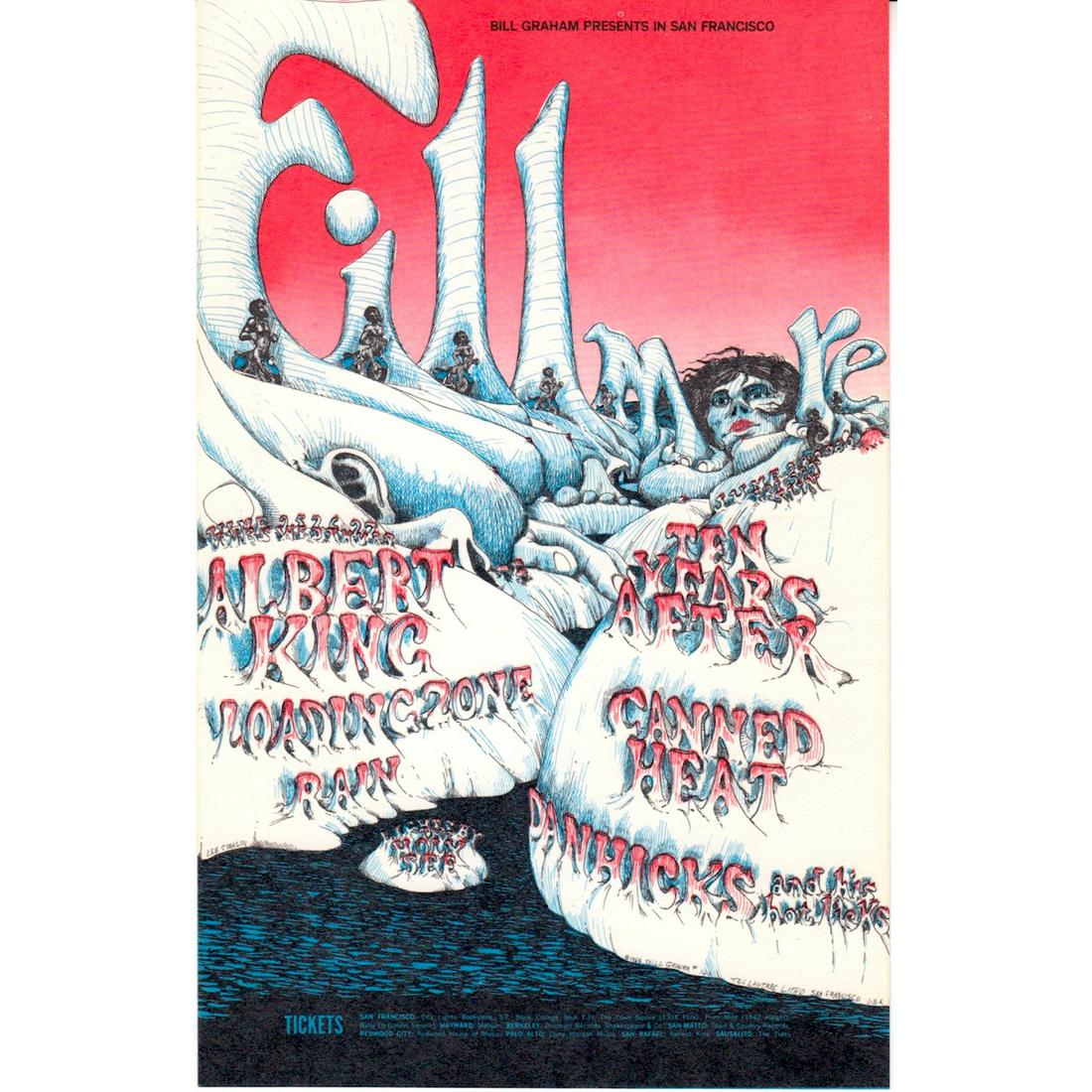 Albert King - Ten Years After - Canned Heat - Handbill: ALBERT KING (1923-1992 American Blues Guitarist and Singer) TEN YEARS AFTER (English Blues Rock Band) CANNED HEAT (American Rock Band) Original & Vintage Bill Graham Presents Concert Postcard featurin