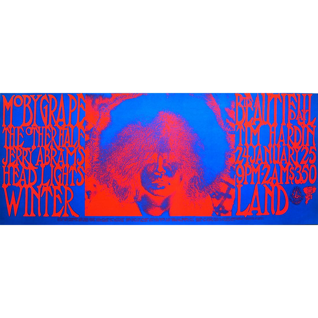 Moby Grape - 1969 Winterland Concert Poster: MOBY GRAPE (American Psychedelic Rock Band) Original & Vintage Family Dog Presents Concert Poster featuring Electric Flag, It's a Beautiful Day and The Other Half. This poster is #003-1 in The Family
