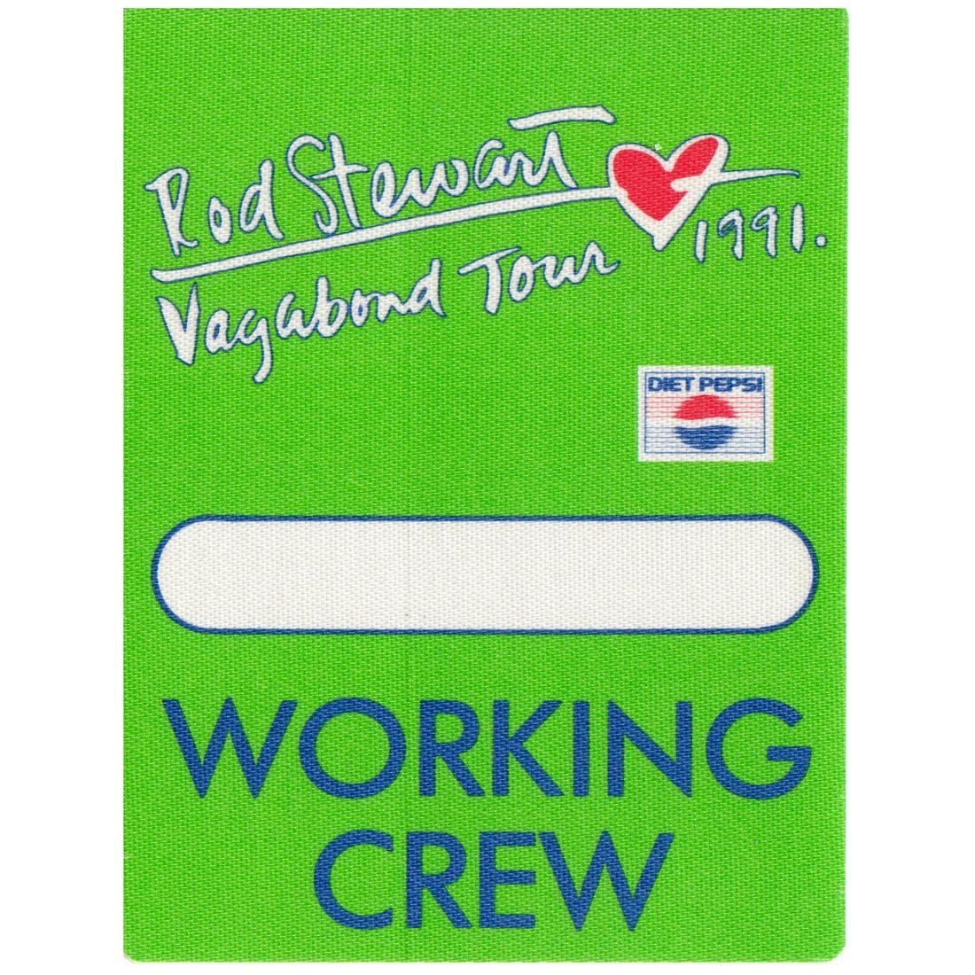 Rod Stewart - 1991 Backstage Pass: ROD STEWART (British Singer-Songwriter) Authentic 1991 Rod Stewart 'Vagabond Tour' unused Working Crew Backstage Pass. Manufactured by OTTO. Includes COA. Dimensions: 3 inches by 4 inches