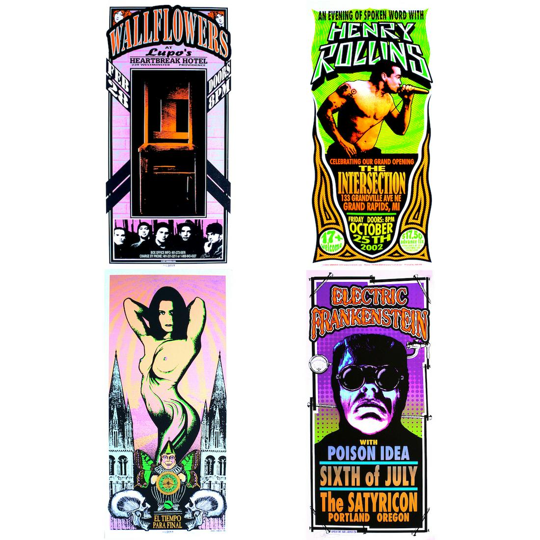 Mark Arminski - Collection of Signed Rock Posters: MARK ARMINSKI (American Artist) A collection of vintage Mark Arminski signed concert posters (4) featuring The El Tiempo Para Final Tour, Electric Frankenstein, Henry Rollins, and The Wallflowers. Han