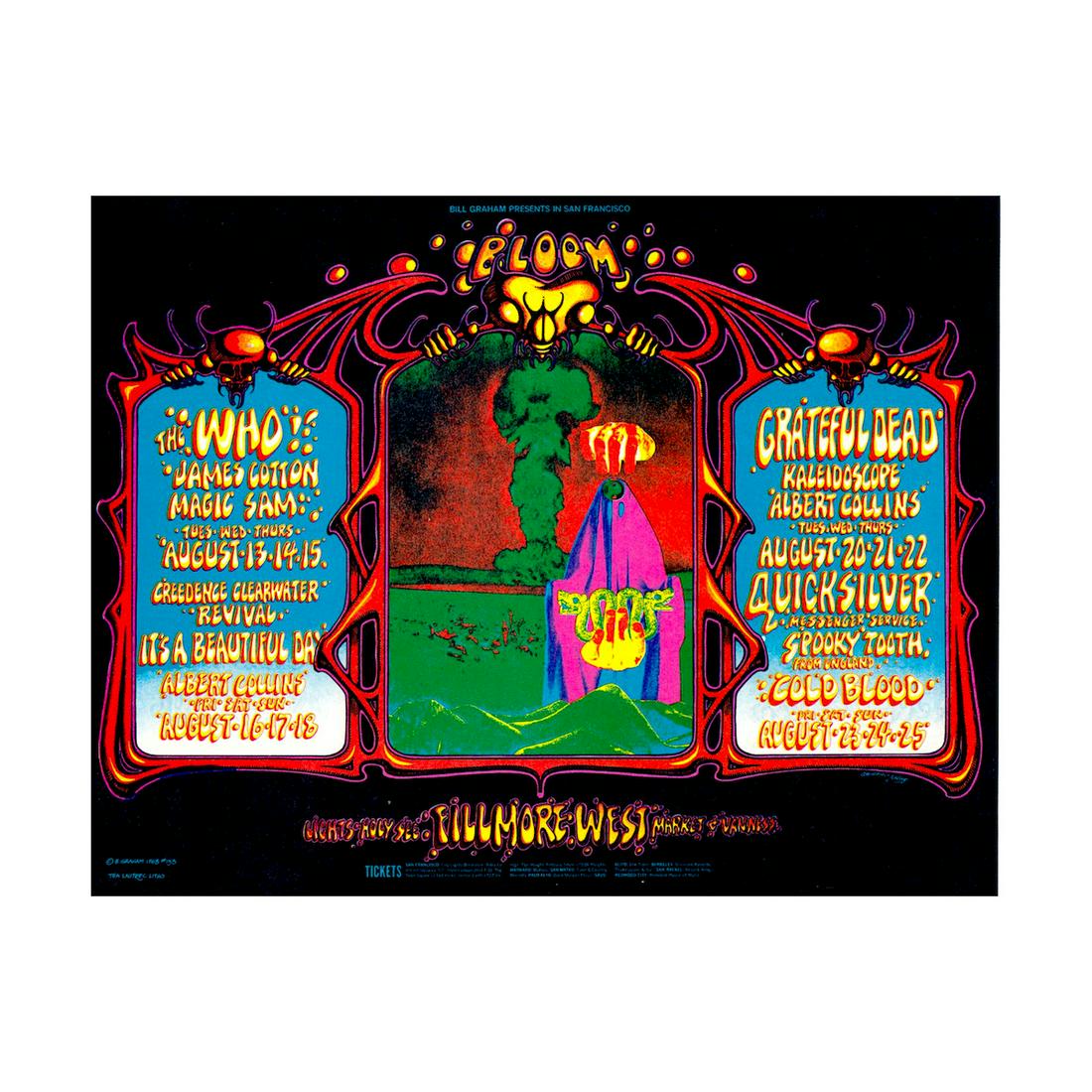 The Who - Grateful Dead - 1968 Concert Handbill: THE WHO (English Rock Band) GRATEFUL DEAD (American Rock Band) CREEDENCE CLEARWATER REVIVAL (American Rock Band) Original & Vintage Bill Graham Presents Concert Postcard featuring The Who, The Gratefu