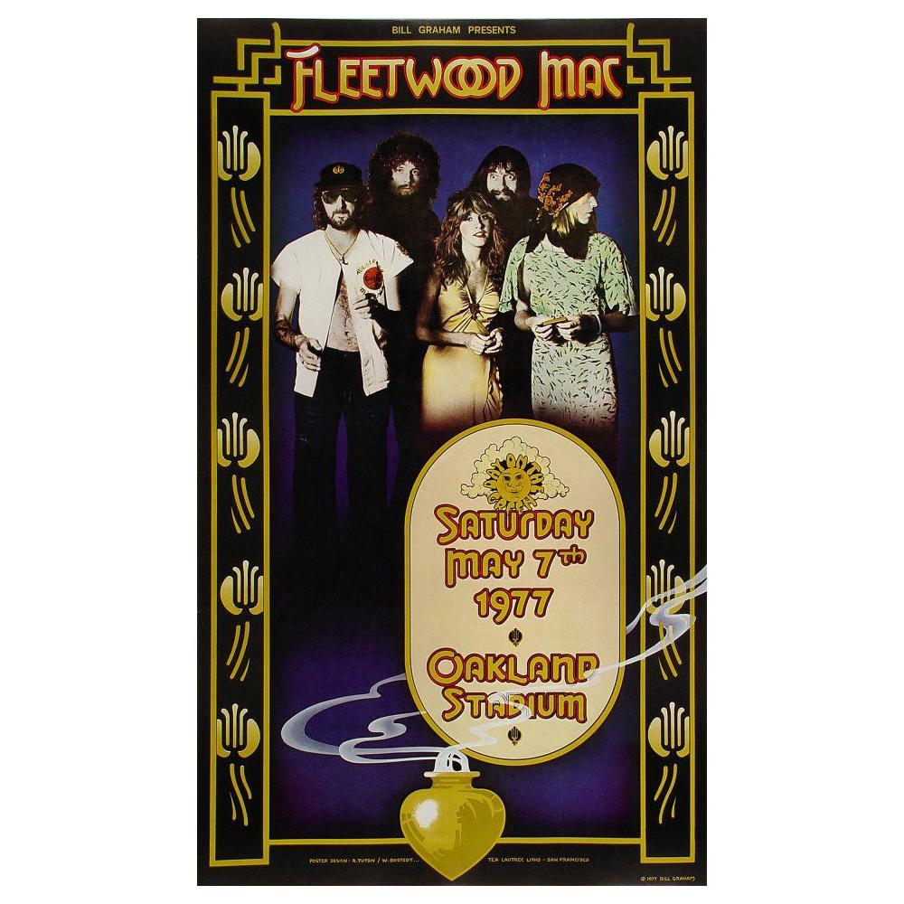 Fleetwood Mac - 1977 Concert Poster: FLEETWOOD MAC (British-American Rock Band) Original & Vintage Bill Graham Presents Concert Poster featuring Fleetwood Mac. Venue: Oakland Stadium, Oakland, California. Dated: May 7, 1977. Artist: Rand