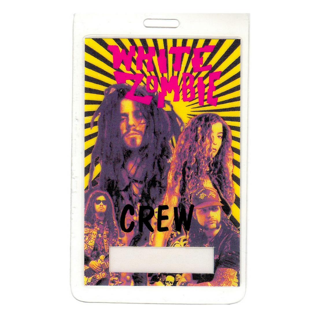 White Zombie - 1992 Laminated Backstage Pass: WHITE ZOMBIE (American Heavy Metal Band) Authentic 1992 White Zombie 'La Sexorcisto Tour' Crew Laminated Backstage Pass. Manufactured by OTTO. Venue: The Warfield, San Francisco, California. Dated: Oc