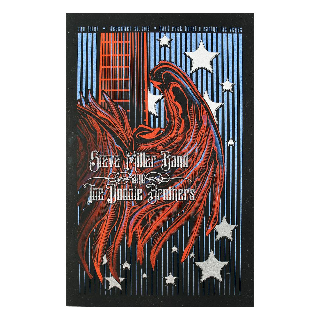 The Doobie Brothers - 2016 HRH Concert Poster: THE DOOBIE BROTHERS (American Rock Band) Original & Vintage Hard Rock Hotel Concert Poster featuring The Doobie Brothers and The Steve Miller Band. These posters were only printed for VIP guests. Venu
