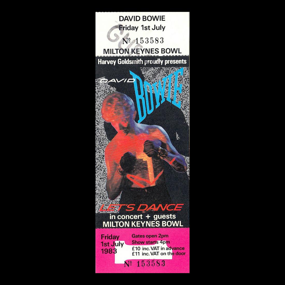 David Bowie - 1983 Vintage Concert Ticket: DAVID BOWIE (1947-2016 English Singer-Songwriter and Actor) Original & Vintage 1983 David Bowie 'Serious Moonlight Tour' unused Concert Ticket. Venue: Milton Keynes Bowl, Milton Keynes, United Kingdom