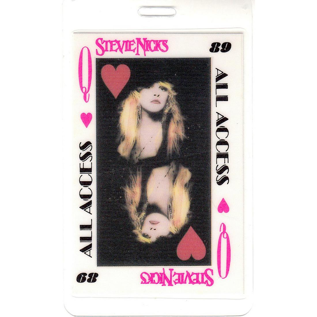 Stevie Nicks - 1989 Laminated Backstage Pass: STEVIE NICKS (American Singer and Songwriter) Authentic 1989 Stevie Nicks 'The Other Side of the Mirror Tour' All Access Laminated Backstage Pass. Venue: Greek Theatre, Los Angeles, California. Dated: