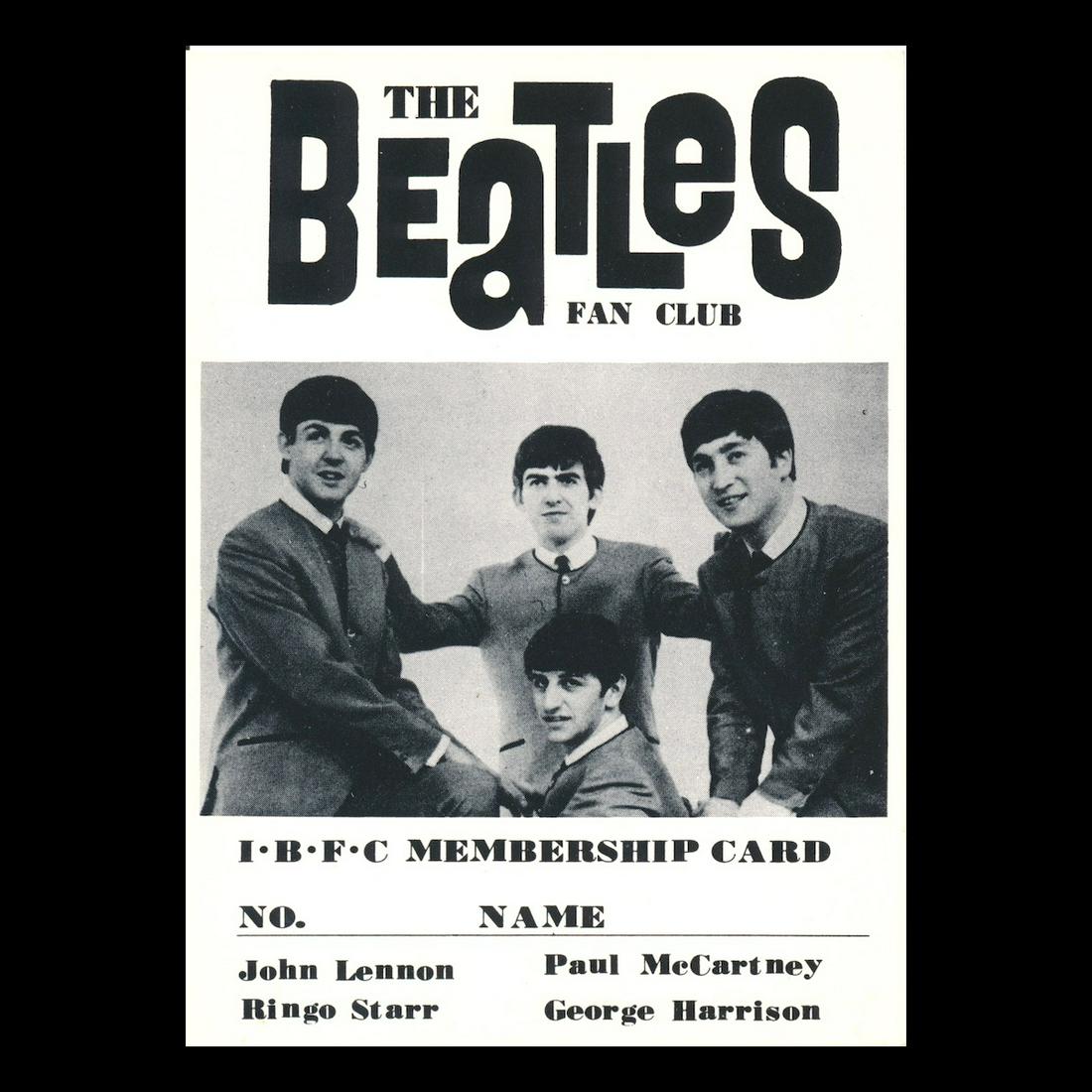 The Beatles - 1965 IBFC Fan Club Membership Card (1 of 2)